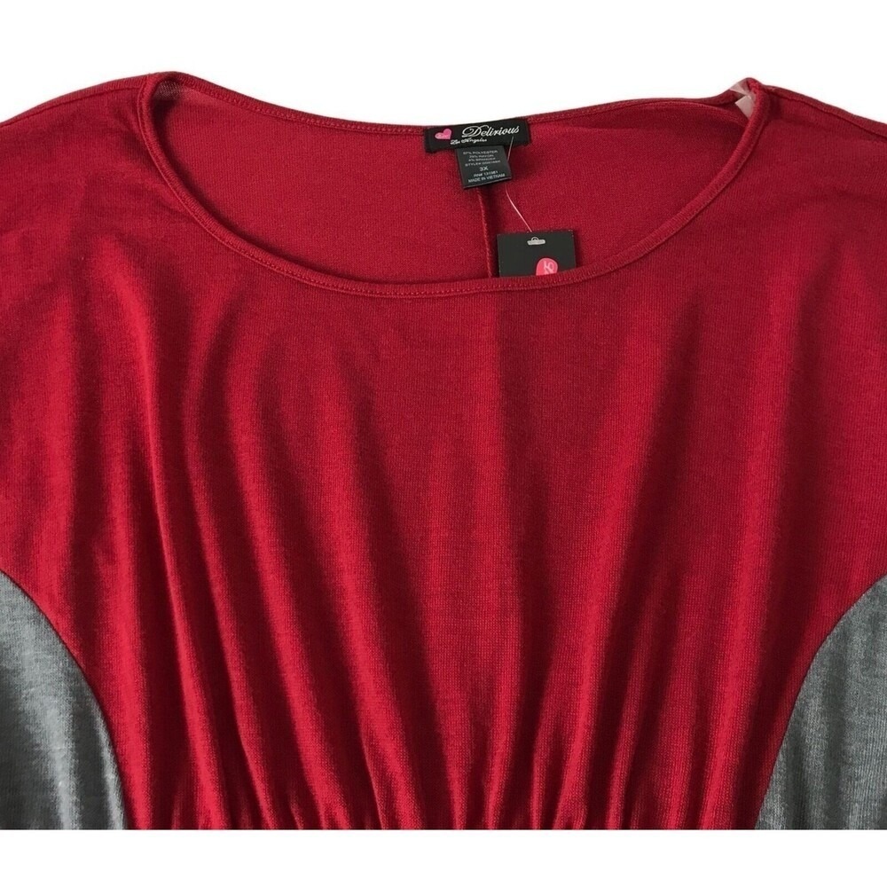 2X Womens Love Delirious Los Angeles Colorblock Red, Black And Gray Dress - Picture 6 of 12
